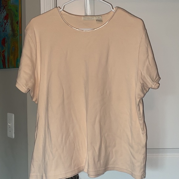 J.Jill 2X 100% Cotton Light Pink Short Sleeve Shirt - Picture 2 of 6